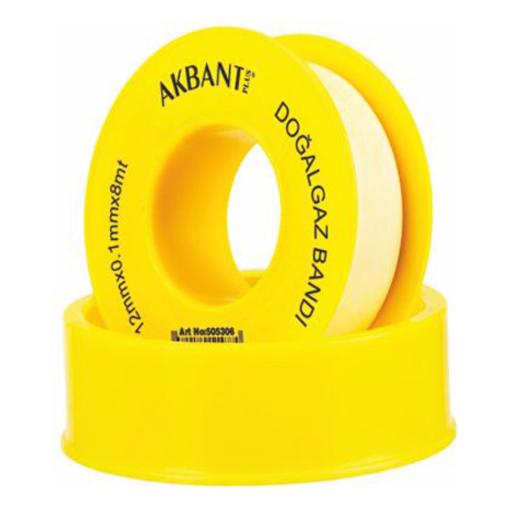 Akbant Doğalgaz Teflon Bant 12 mm 1 mm 8 mt