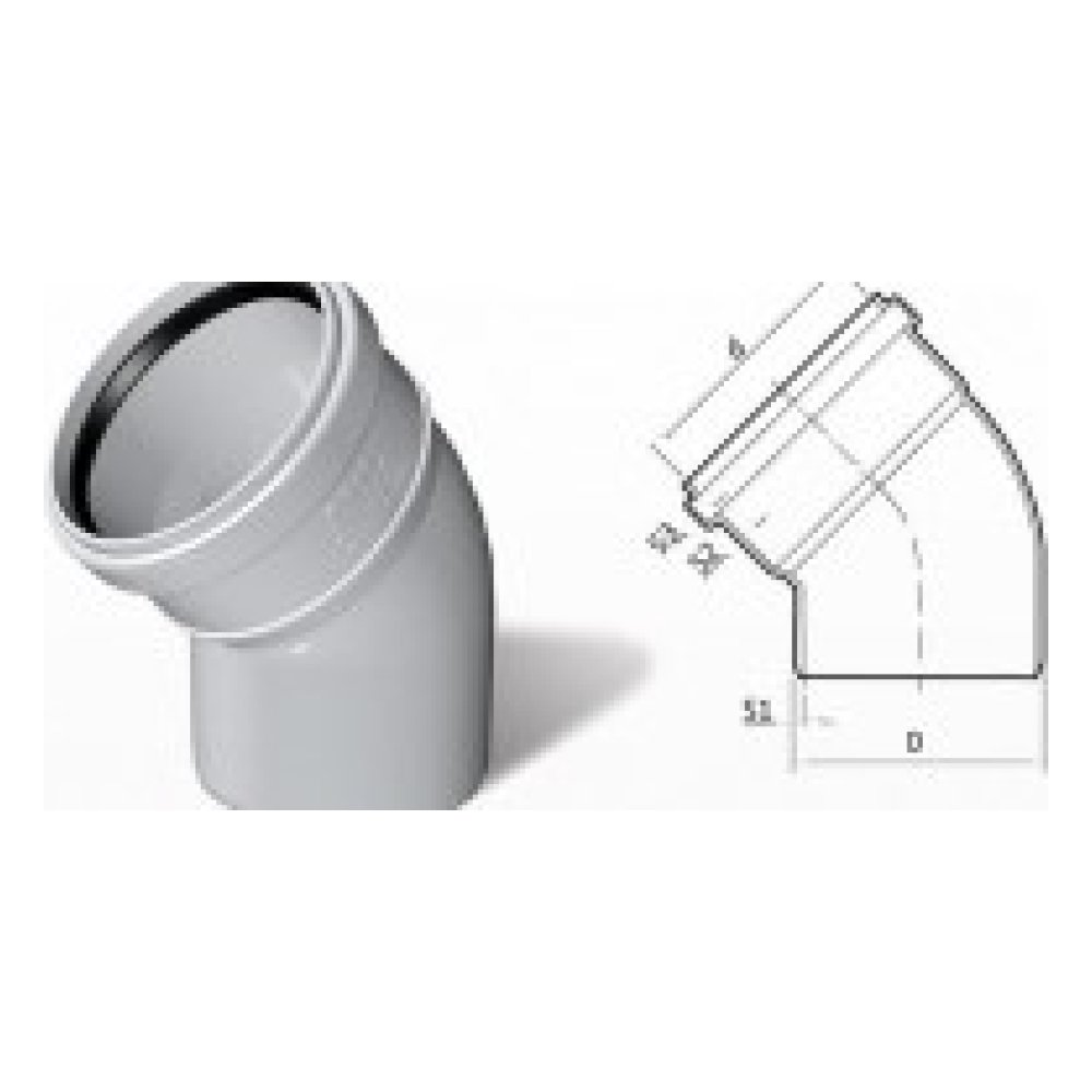 Dublex Atık Su Dirsek 45° Ø75 mm