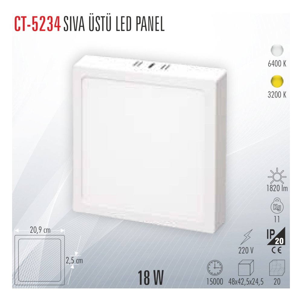 Cata CT-5234 Sıva Üstü LED Panel 18W