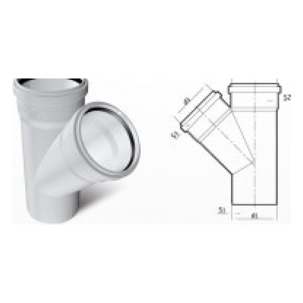Dublex Tek Çatal 45° Ø110/50 mm