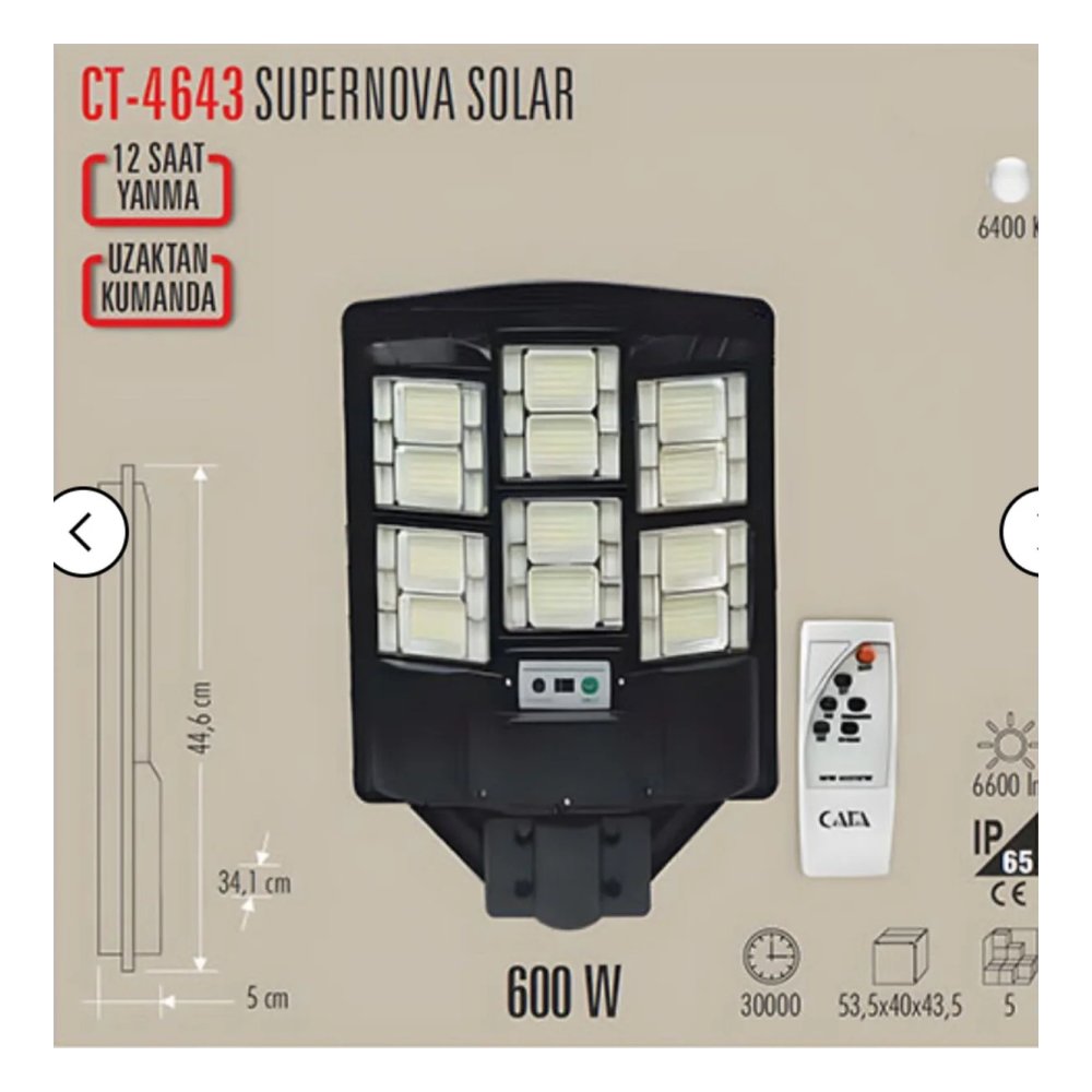 Cata CT-4643 600W Süpernova Solar Sokak Armatürü