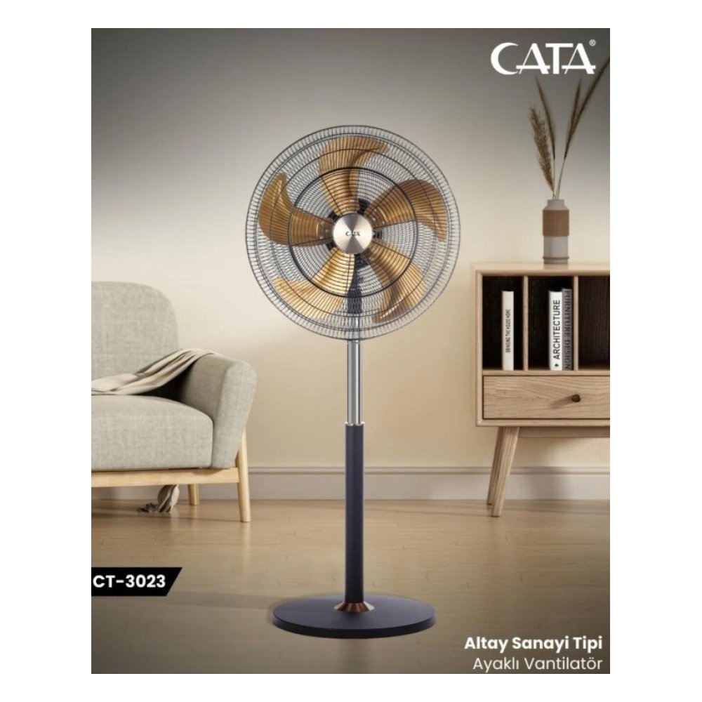 Raks Cata CT-3023 Altay Sanayi Tipi Vantilatör 65 W Güçlü 5 Kollu Beyaz Masaüstü Tasarım