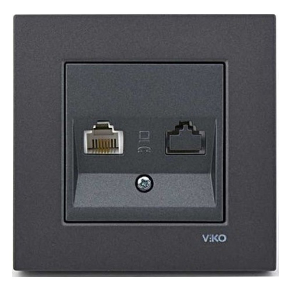 Viko Novella Nümeris Telefon Prizi (RJ11) Füme - Çerçevesiz